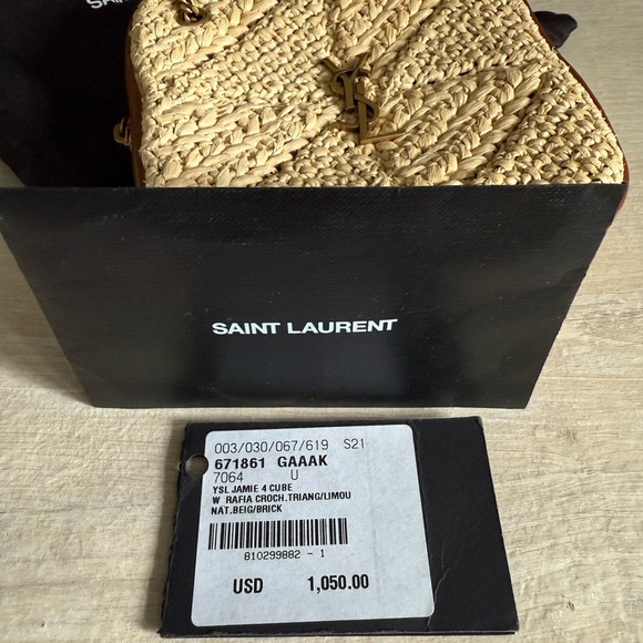 Saint Laurent Mini Raffia Jamie Cube Bag - Picture 6 of 7